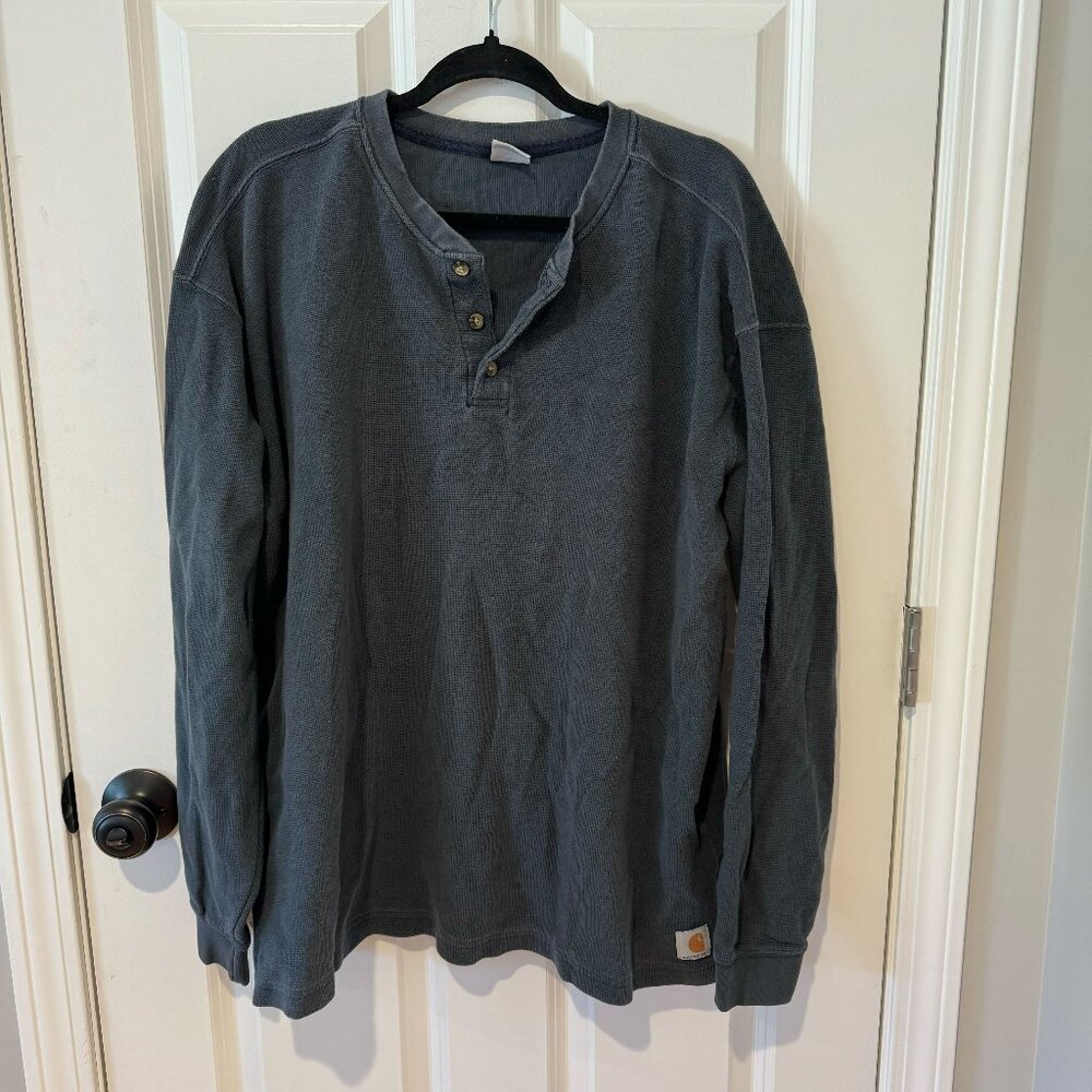 Grey Carhartt Waffle Knit Henley Thermal Shirt -‎ Size XL